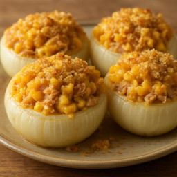 Entree: United States – Baked Stuffed Onions with Tuna Macaroni recipe