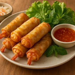 Appetizer: Vietnam – Southern Vietnam – Chả giò tôm (Crispy fried shrimp spring rolls) recipe